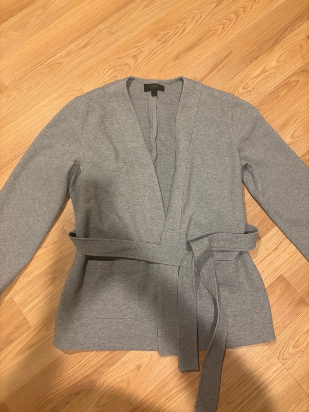 J. Crew Gray Wrap Belted Jacket/Top